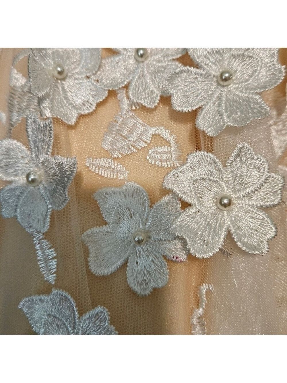 Mac Duggal Embellished Ivory and Peach Floral Appliqué Size 12 Style 22845 NWOT - Picture 4 of 16